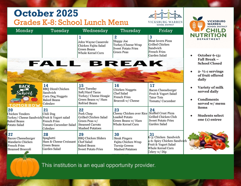 October Menu 2025