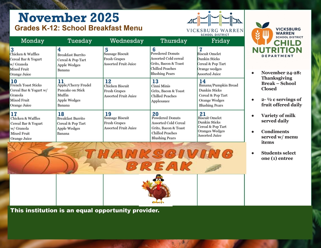 November 2025 Menu 