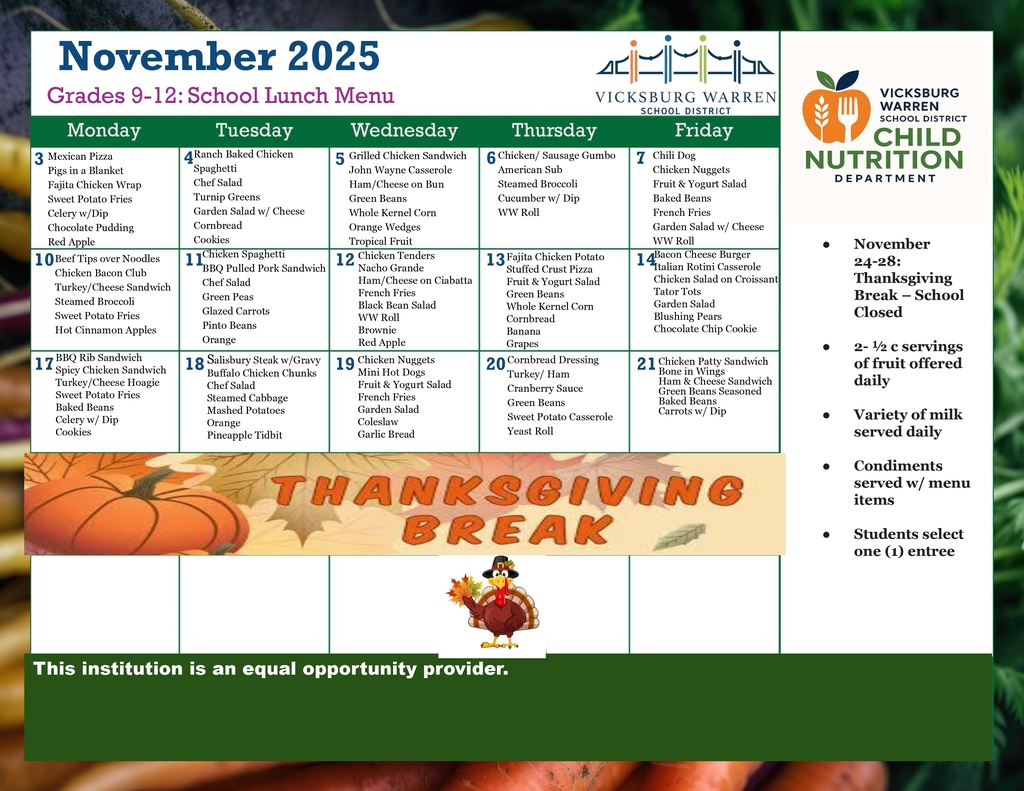 November 2025 Menu 