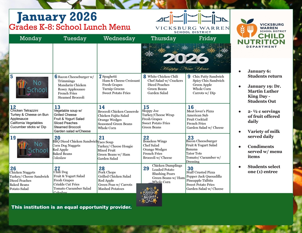 January 2026 (K-8 Lunch)