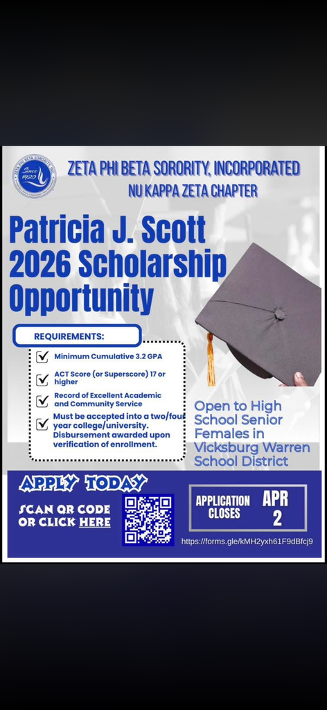 Patricia J. Scott 2026  Zeta Phi Beta Scholarship 