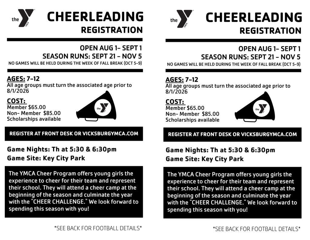 YMCA Flag Football Cheerleading Registration