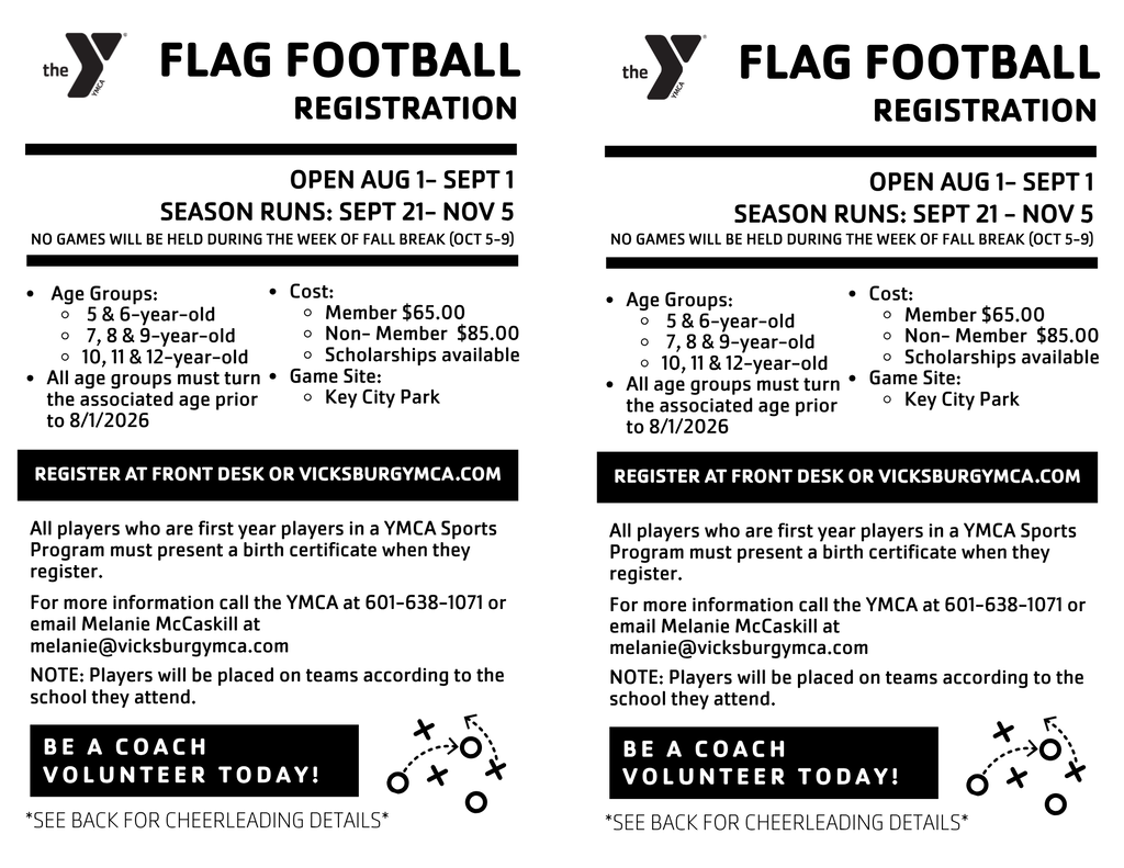 YMCA Flag Football Registration