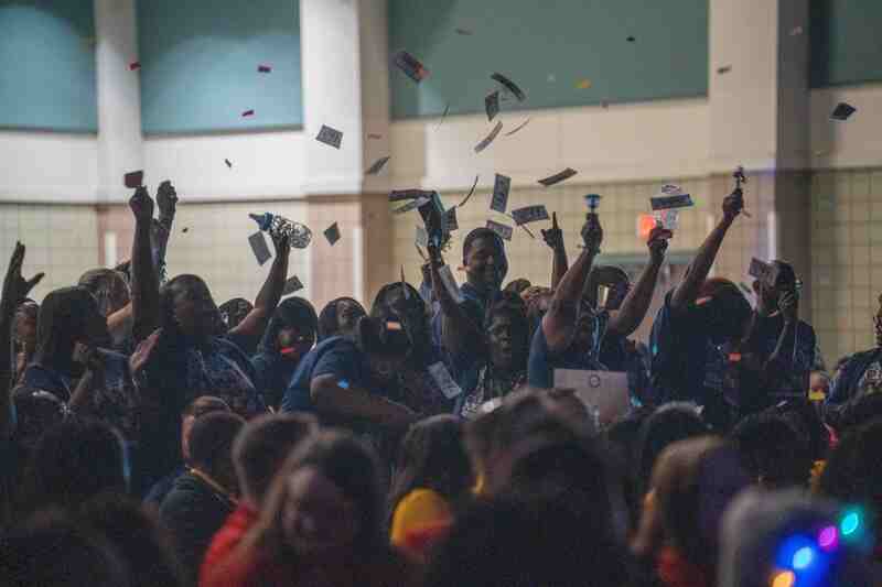 teachers cheer