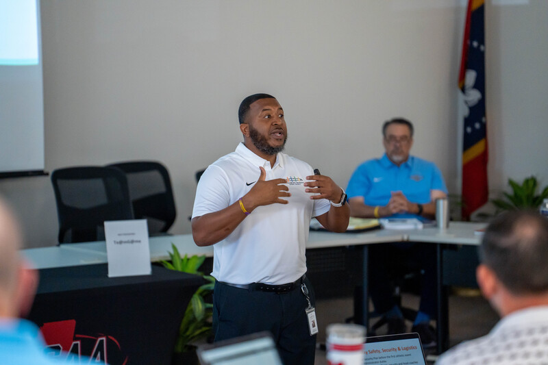 Coach Lewis speaking to new principals and athletic directors from across the state.