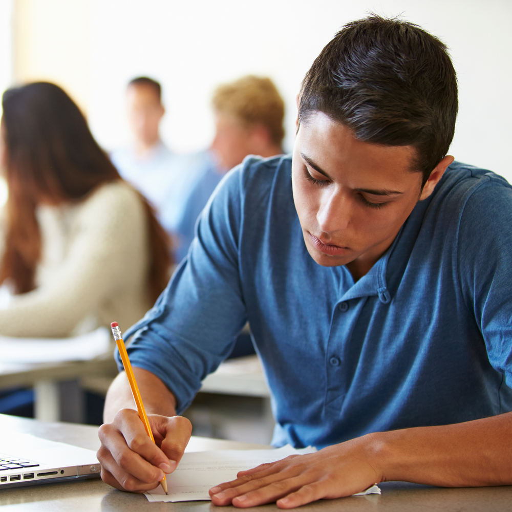 student working on an assignment