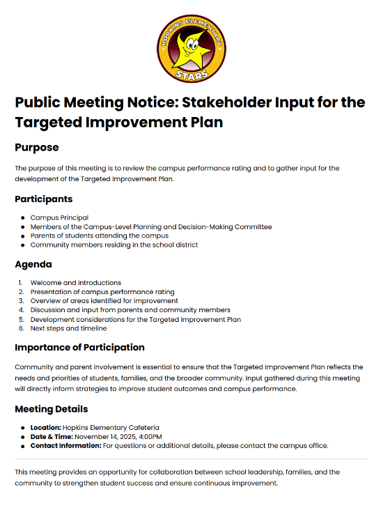 Public Meeting Notice