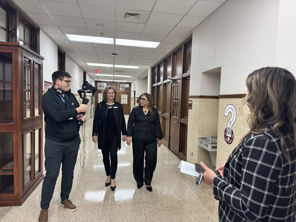 filming at Victoria College with Collazo and Kent