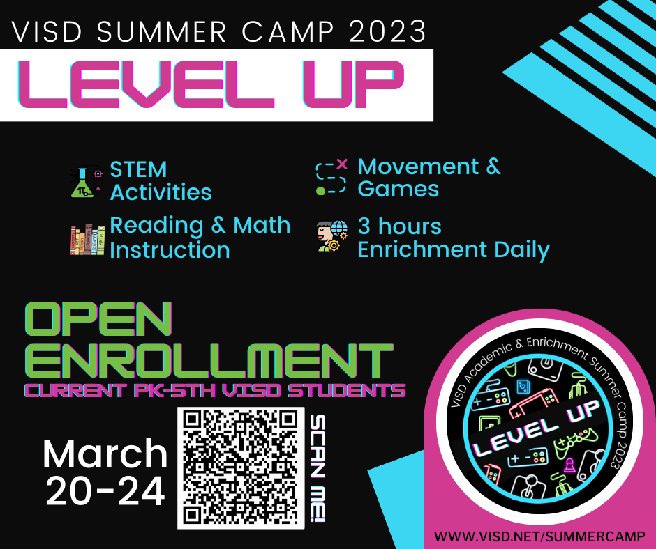 Enrollment Opens March 20 for 2023 VISD Summer Camp