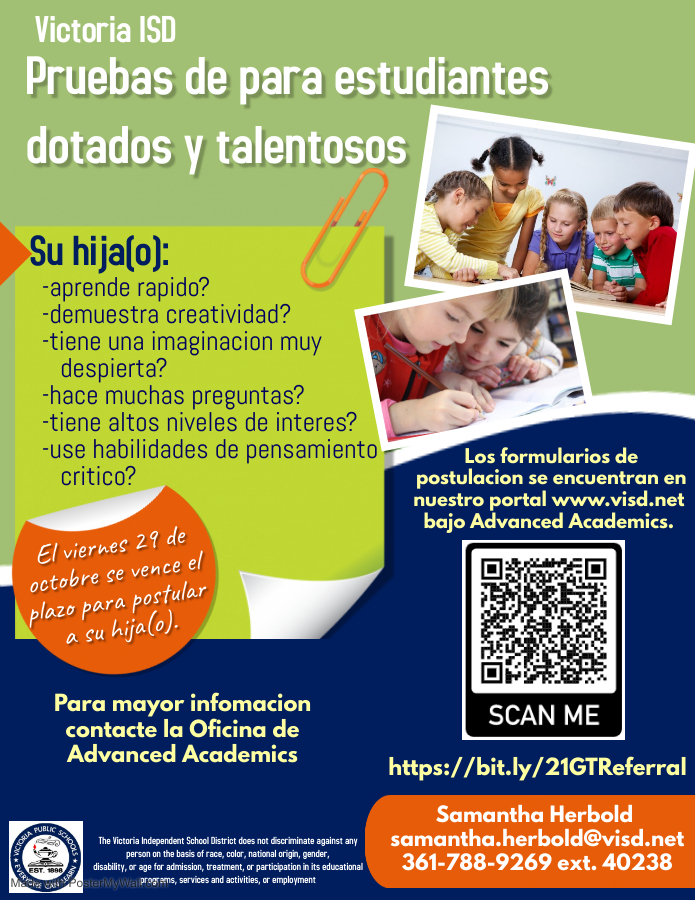 VISD Gifted and Talented 2021-2022 Referrals Handout - Spanish