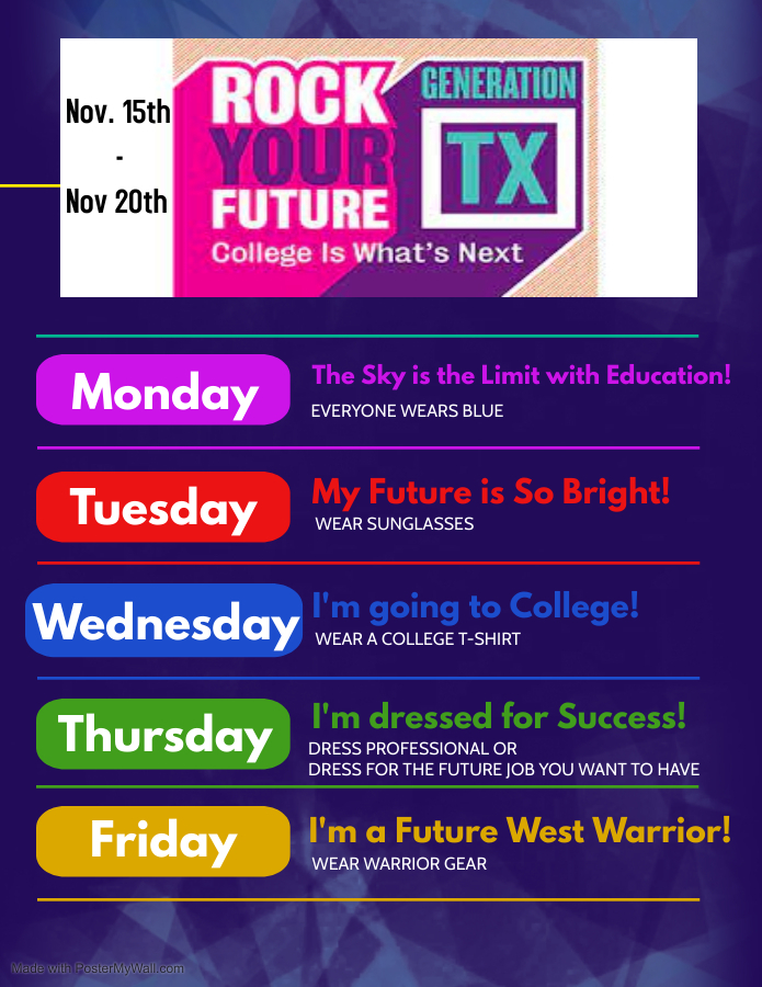 A Calendar for GenTX Week - Dress up Days