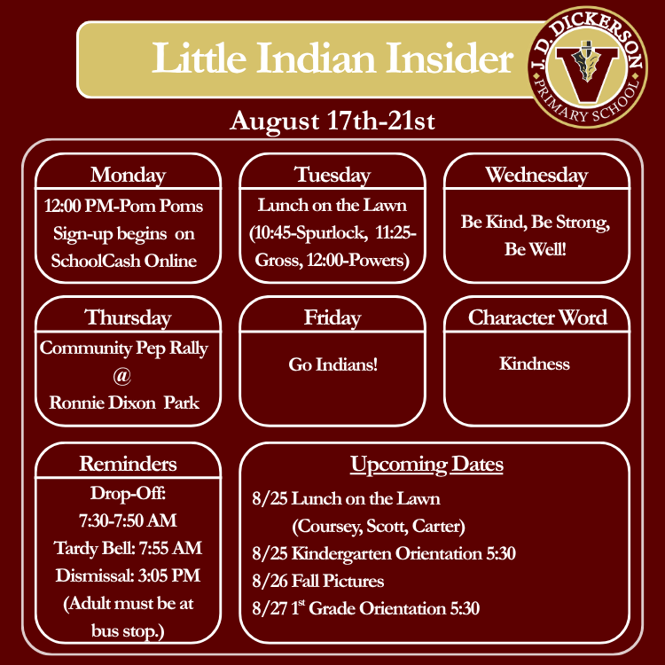 Little Indian Insider August 17th-21st