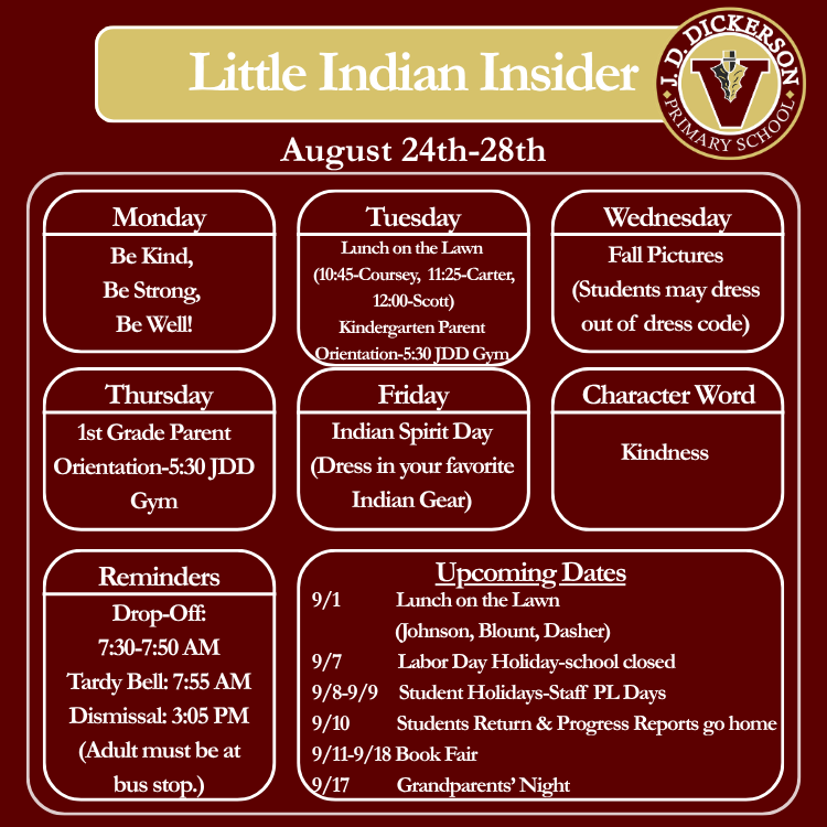 Little Indian Insider August 24th-28th