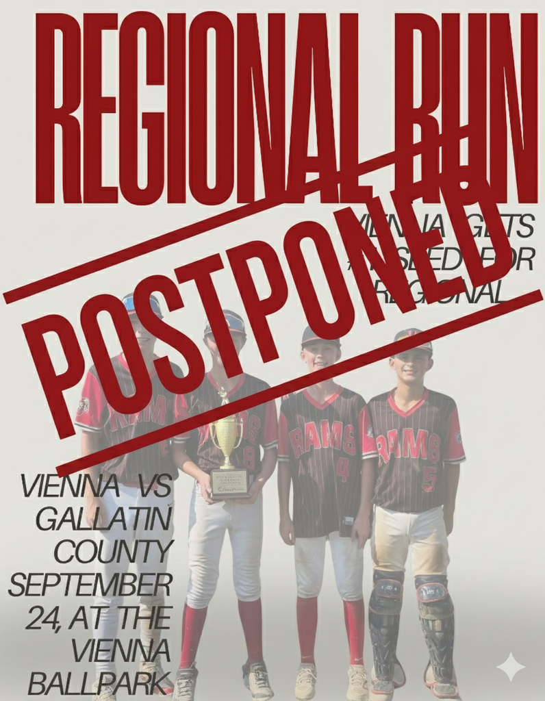 The Baseball Regional in Vienna scheduled Wednesday, September 24 is postponed.