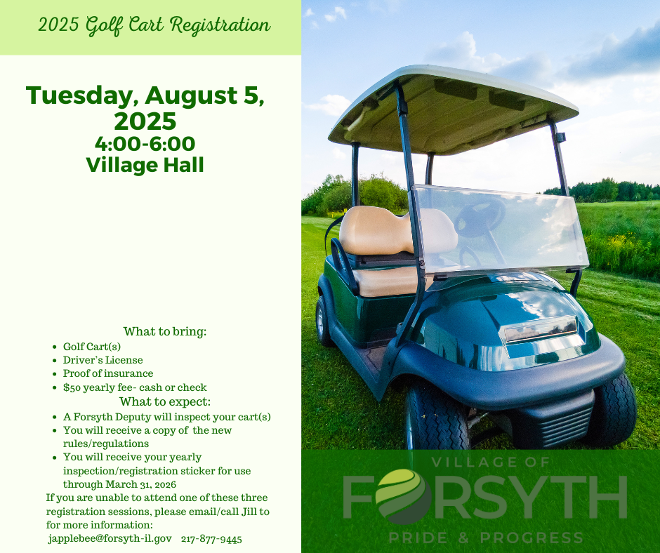 Golf Cart Registration Aug 5 from 4-6