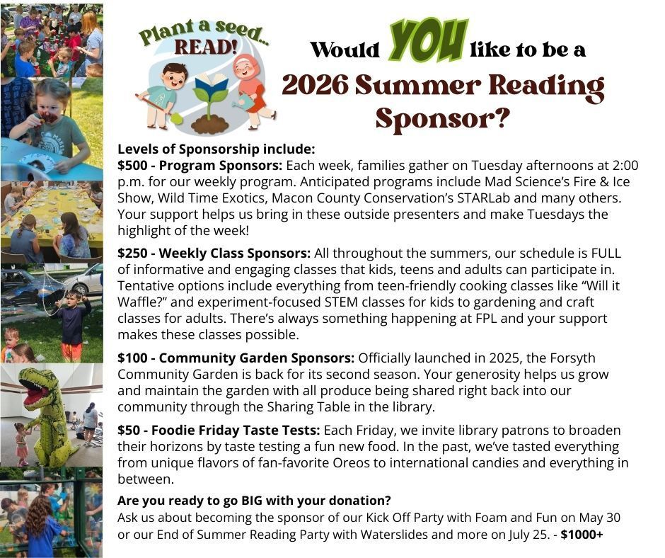 Summer Reading Sponsorship Info