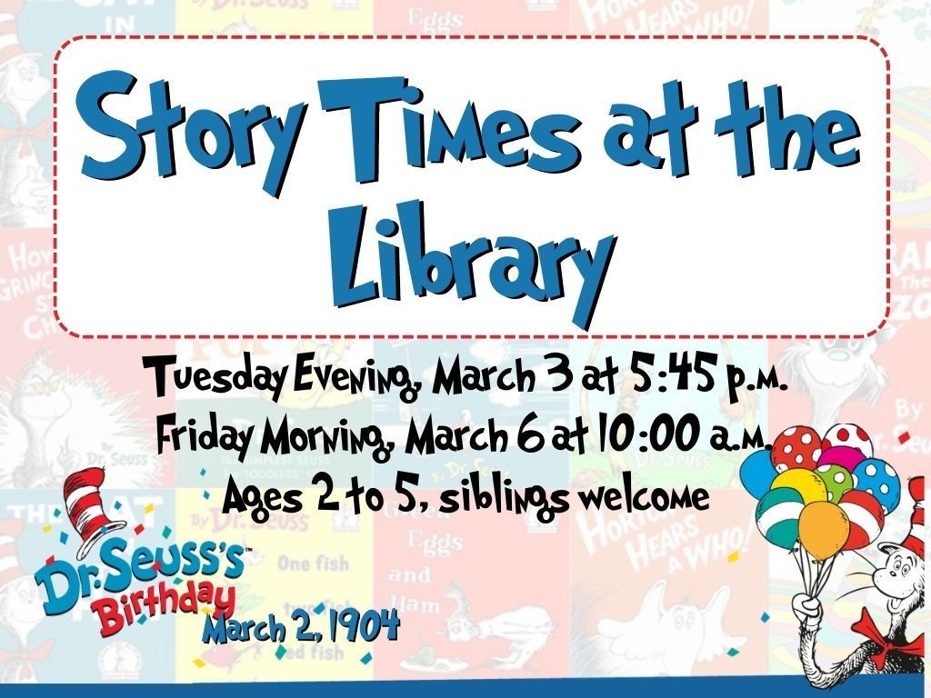 Story Times Mar 3 & 6