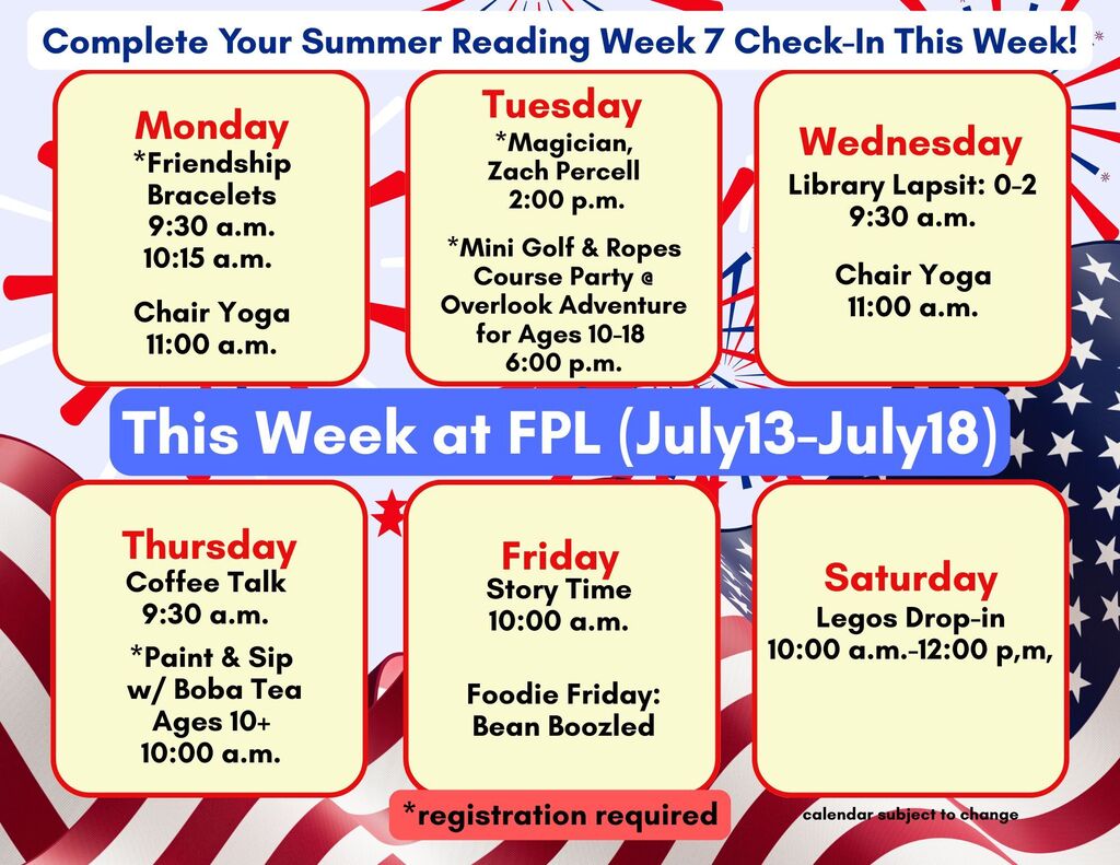 July 13 Weekly Calendar