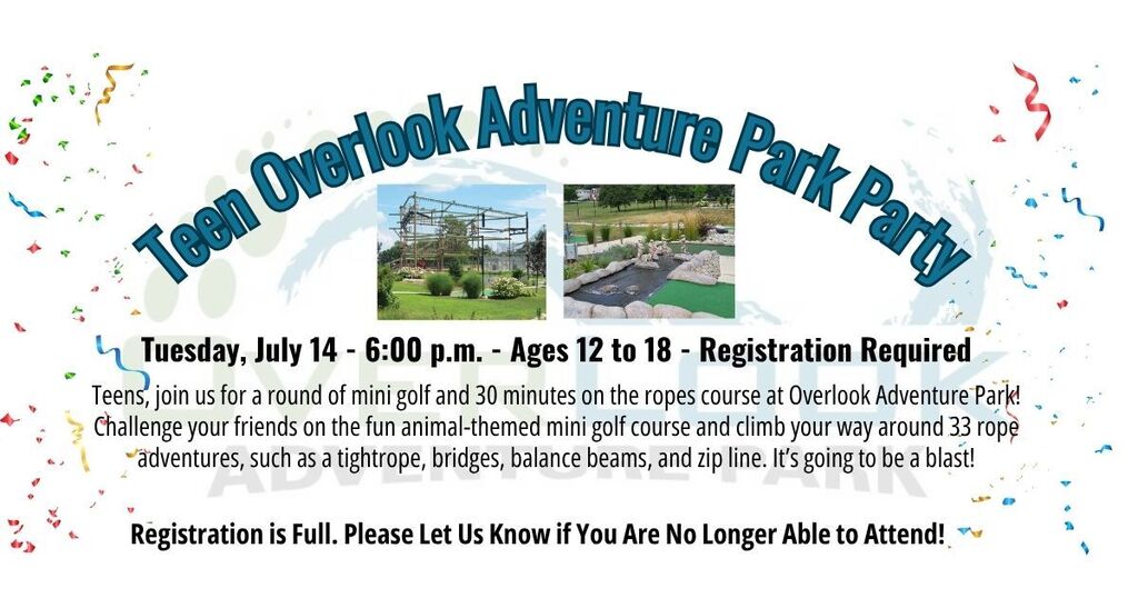 Teen Overlook Adventure Party graphic