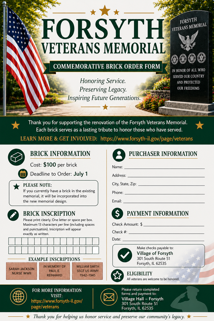 Veterans Memorial Brick form