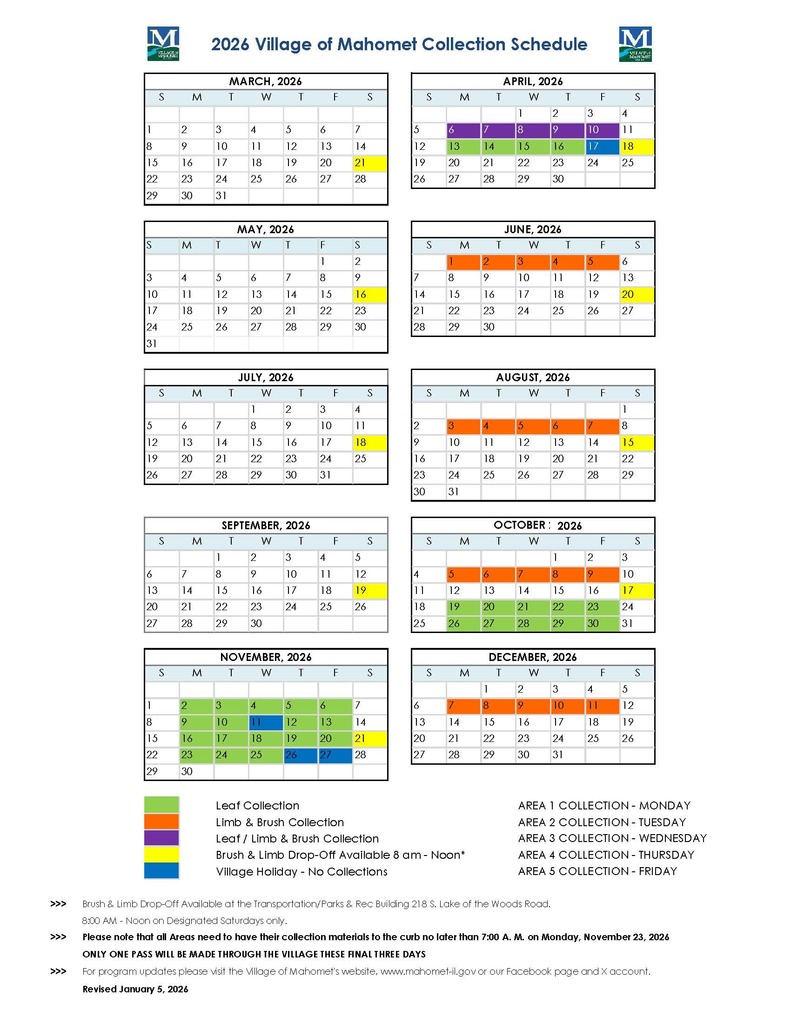 Landscape Waste 2026 Collection Schedule