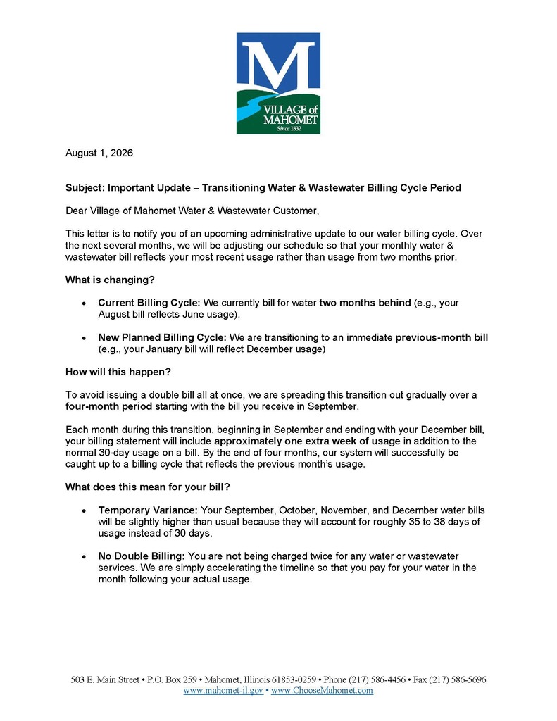 Update to Water Billing System