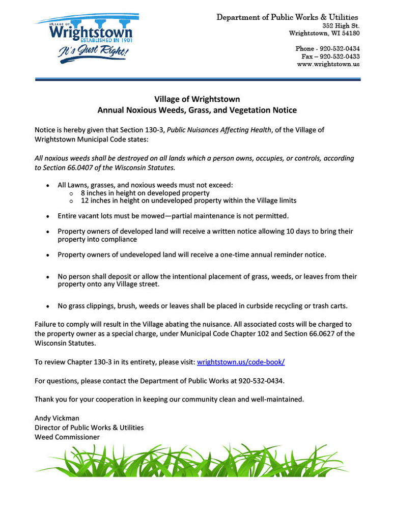2026 Annual Weed Notice