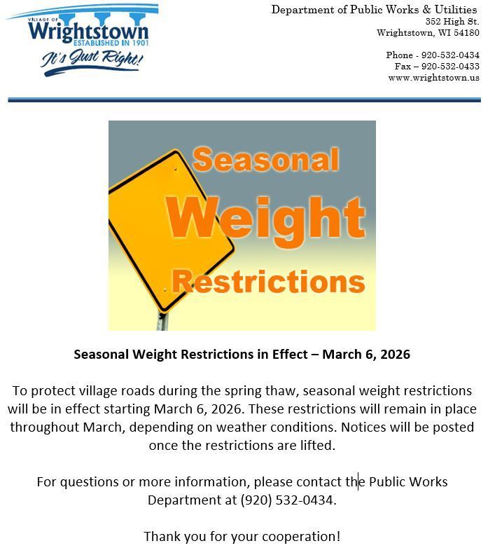 Seasonal Weight Restrictions 2026 3.6.26