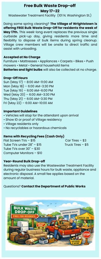 Free Bulk Drop Off - May 17 - May 22