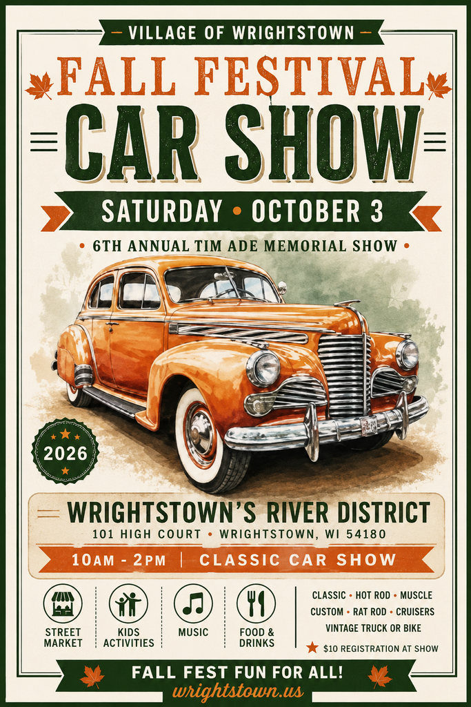 Car Show Poster | Oct 3 | Wrightstown's River District
