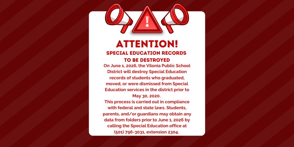 Special Education Records to be Destroyed