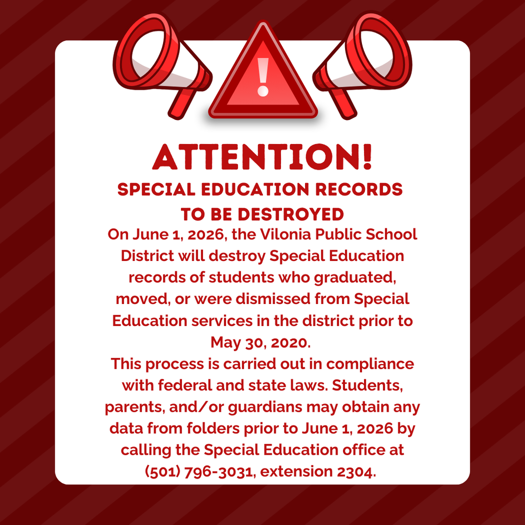 SPED Records to be Destroyed June 1, 2026