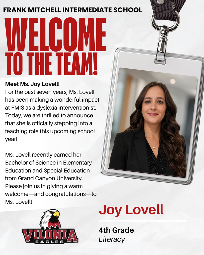 📢 Welcome, Ms. Lovell!!! ❤️🦅 #FrankMitchellIntermediateSchool #EngageEncourageEmpower