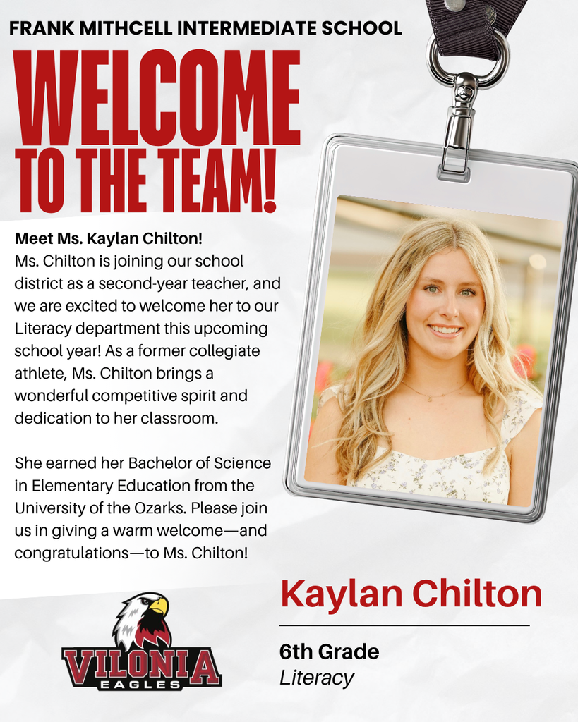 📢 Welcome, Ms. Chilton!!! ❤️🦅 #FrankMitchellIntermediateSchool #EngageEncourageEmpower