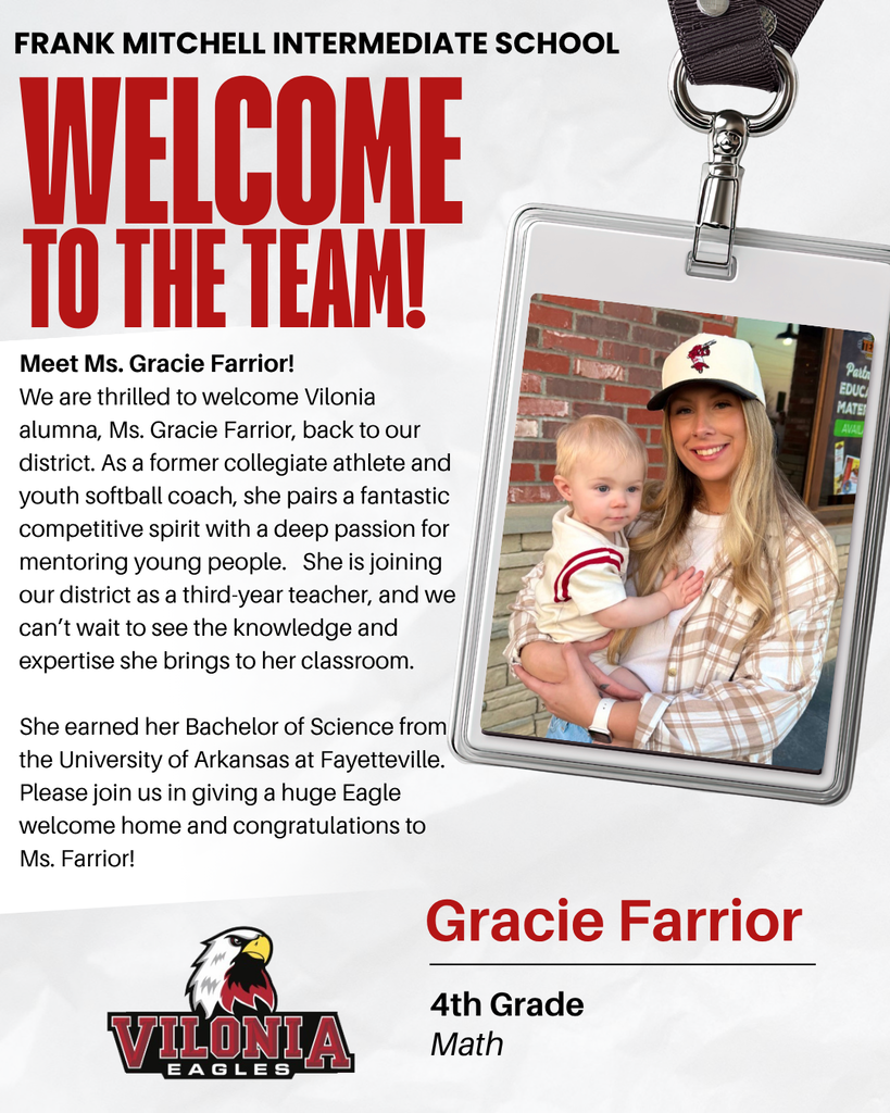 📢 Welcome, Ms. Farrior!!! ❤️🦅 #FrankMitchellIntermediateSchool #EngageEncourageEmpower