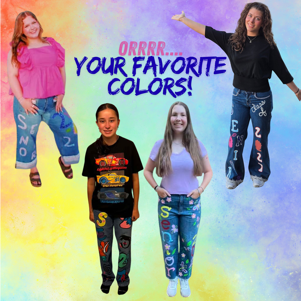 colorful senior jeans