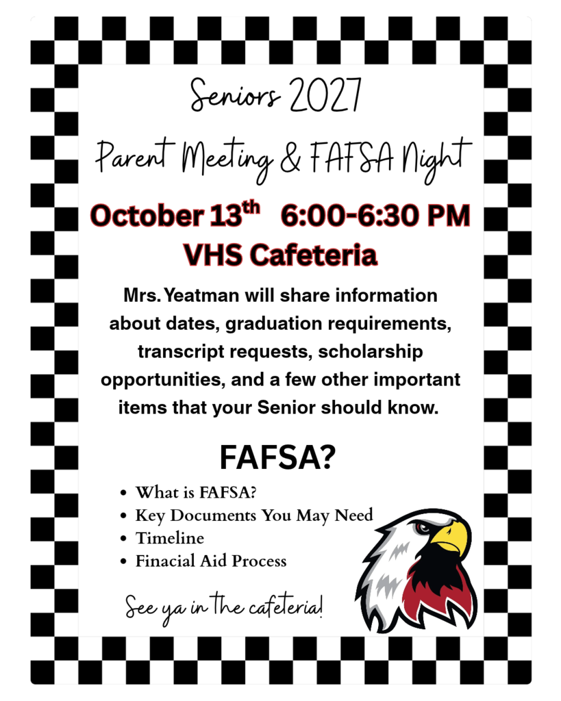 Senior Parent Night 10/13/26 @6PM