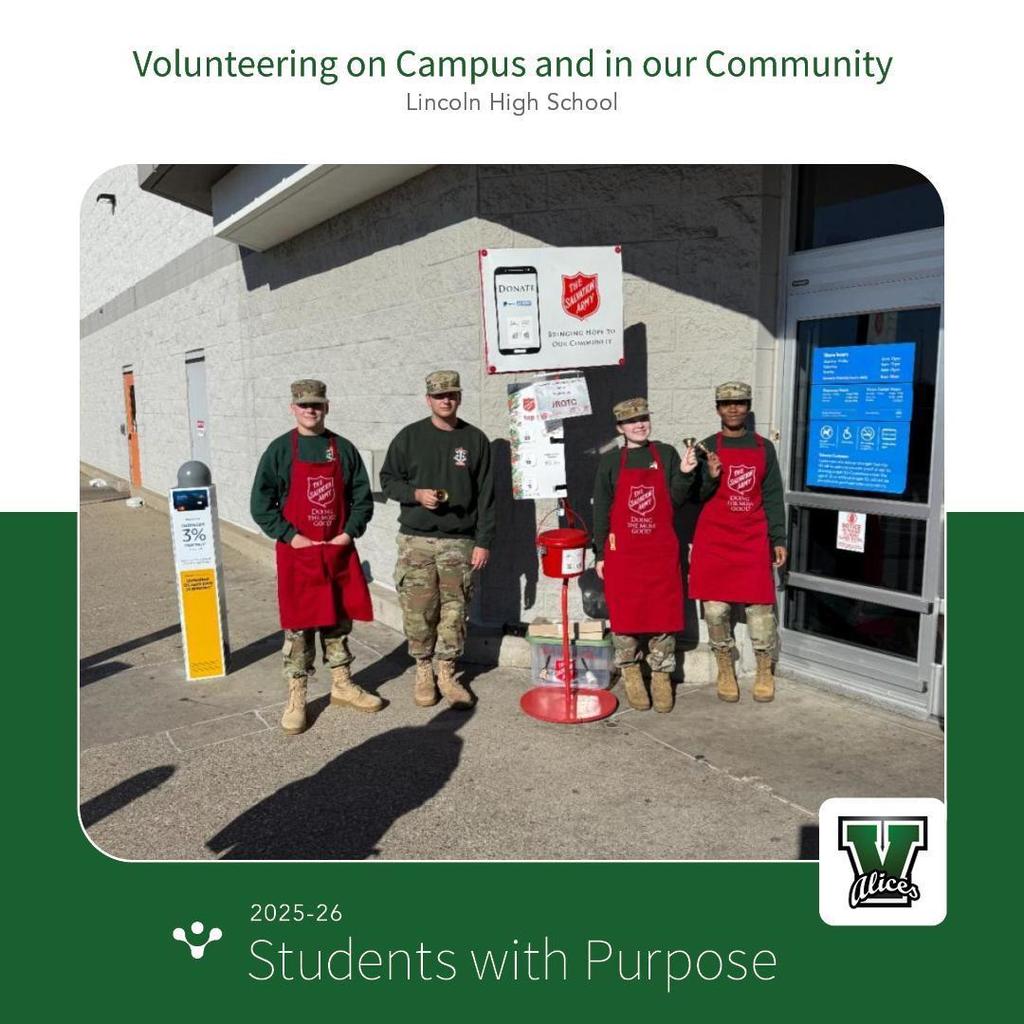 Students ring bells for the local Salvation Army