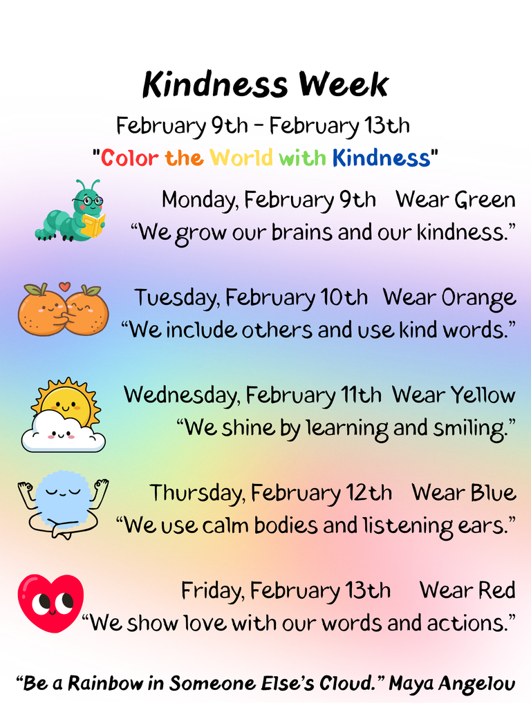 Copy of Riley Kindness Week February 9th - February 13th Color the World with Kindness_