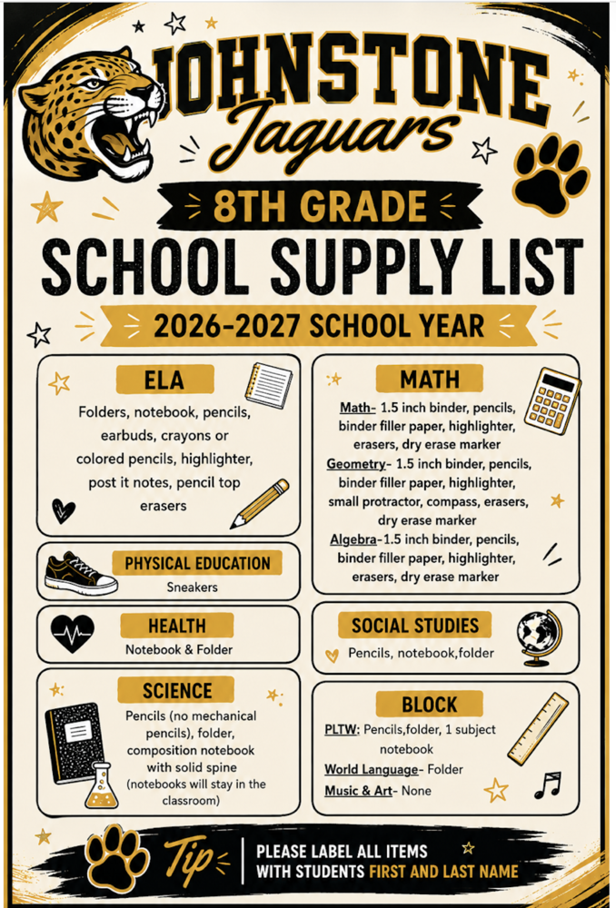 8th Grade Supply List