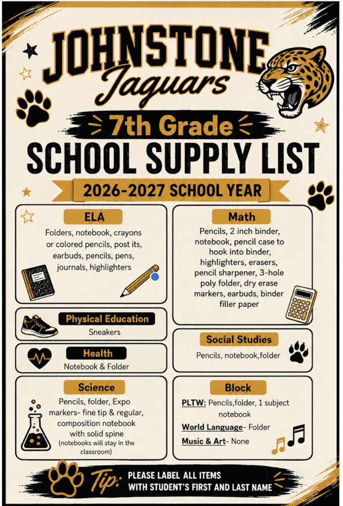 7th Grade Supply List