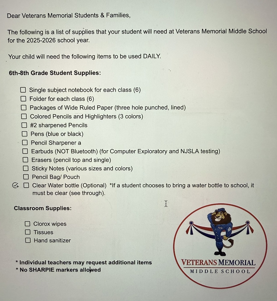 VMS school supply list
