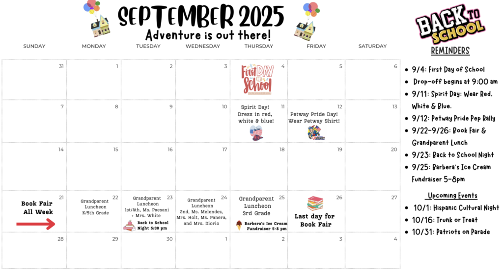 Updated Sept. calendar