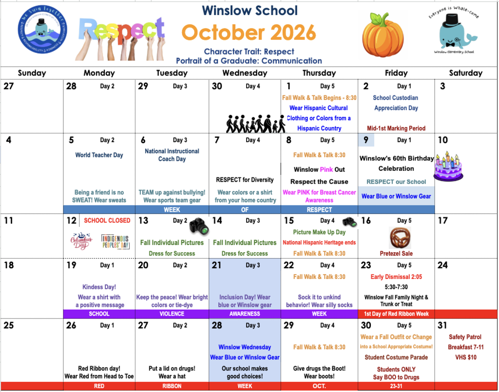 October Calendar