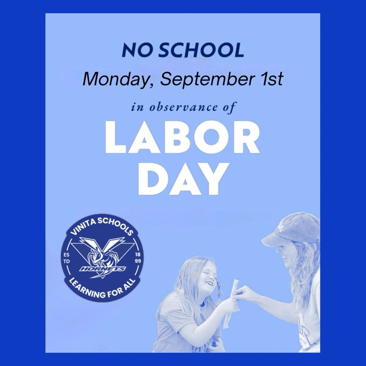 No School Monday September 1 for Labor Day