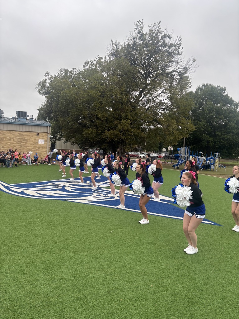 Band, Cheer, Pom and Senior Football players at Hall Halsell Pep Assembly