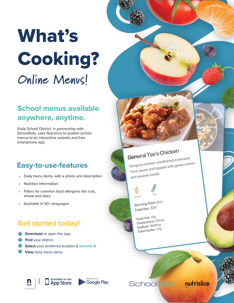 This is a flyer letting everyone know how to get the cafeteria menus