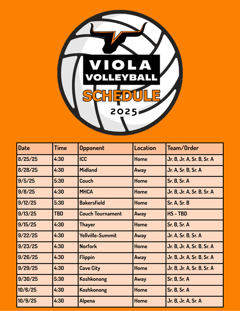Revised Volleyball Schedule 2025