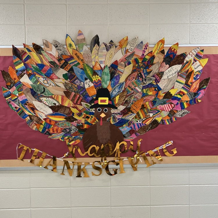 Viola Elementary is celebrating Thanksgiving with a collaborative art project. Each student, grades K-6, created a unique feather to add to our artistic turkey. You can admire our turkey ion the bulletin board of the elementary school lobby!