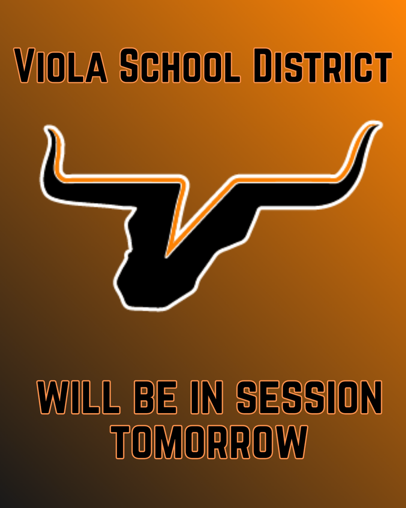 Image with school logo saying school will be in session tomorrow.
